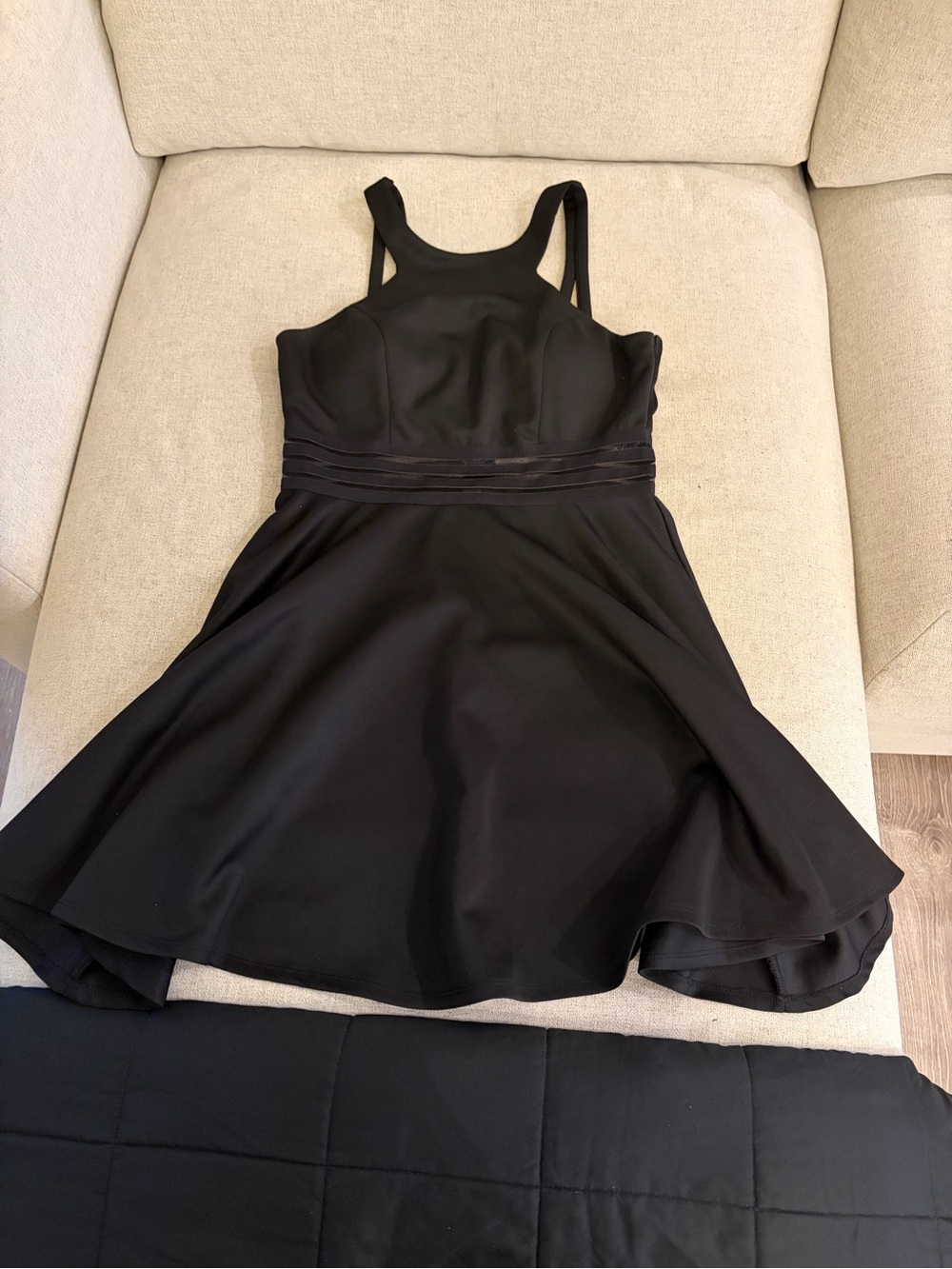 City Studio Black Fit & Flare Cocktail Dress Satin Waist Size 11